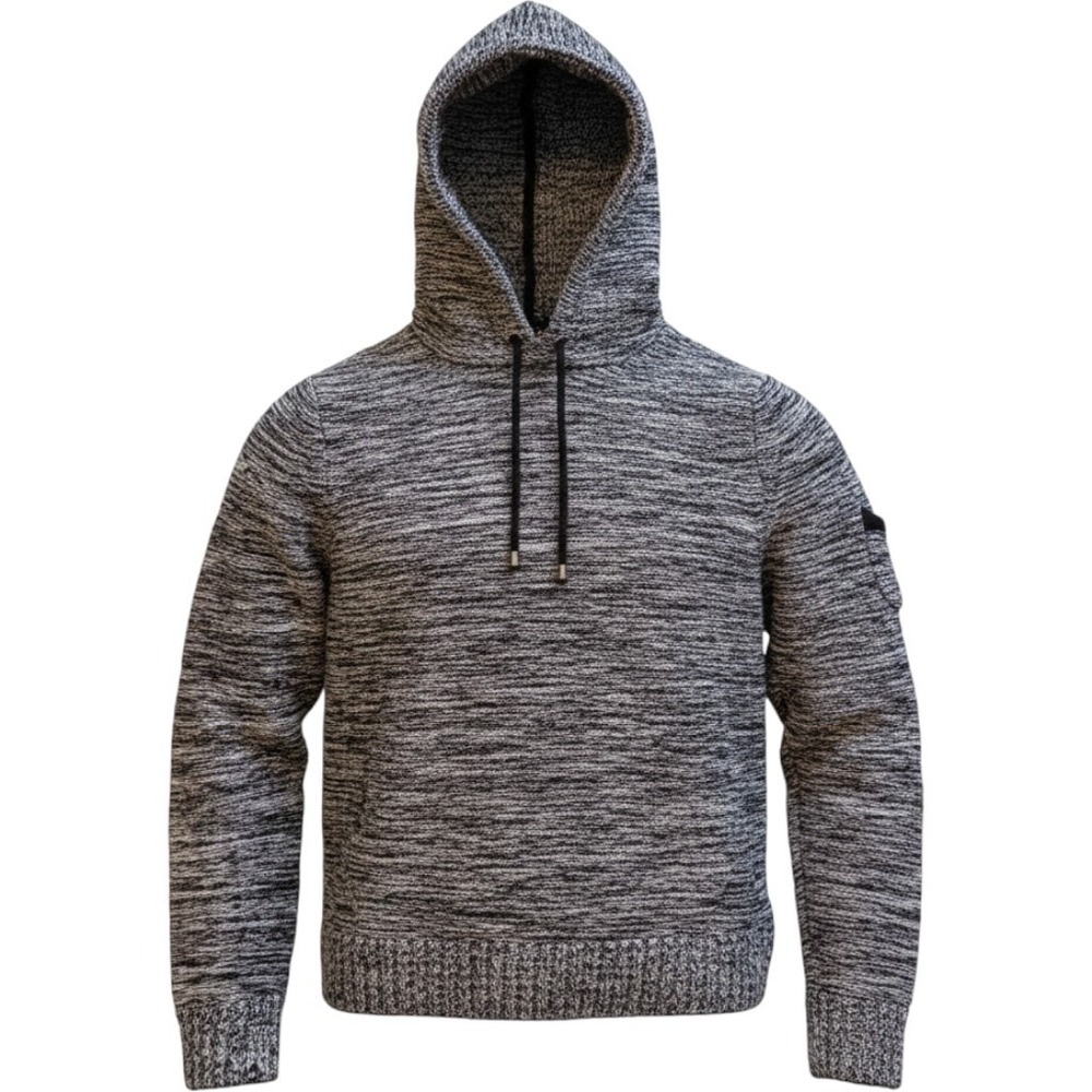 Truth Substance Common Sense Marled Knit Hooded Sweater Pullover Men's Large